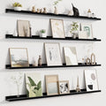 Floating Picture Ledge Shelf Set of 4 - 48 Inch Wall Mount Book & Photo Display, Black Variation of THIS listing