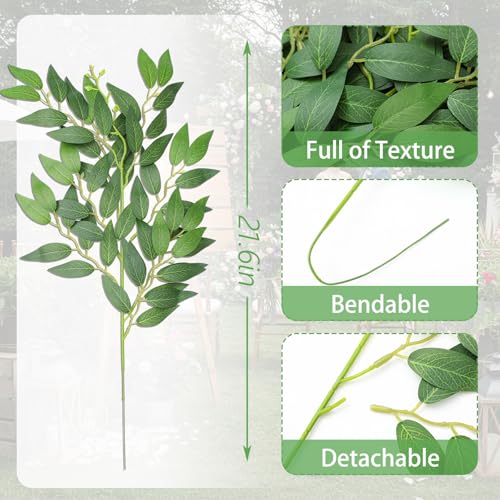 80 Pcs Italian Ruscus Greenery Stems Bulk, Green - Suncalla 21.6in