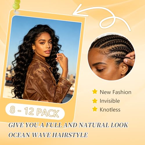 Human Crochet Hair 20 Inch Deep Ocean Wave Feather Bundles - Natural Black #1B