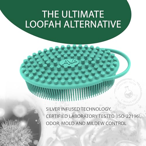 Avilana Silver-Infused Pink and Lavender Silicone Body Scrubber Bundle - Delightful and Serene Dual-Tone Set
