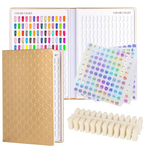 Acycion2A 308 Nail Display Chart with 360 False Nail Tips - Gold Variation