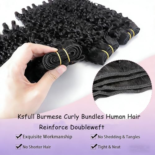 12 Inch Burmese Curly Human Hair Bundles Water Wave Spiral Curl Natural Black