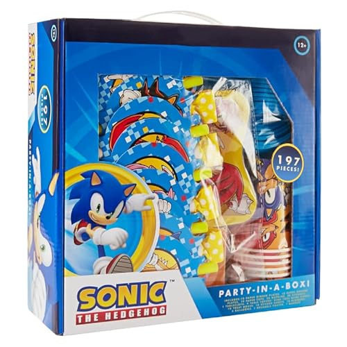 Sonic The Hedgehog Birthday Party Kit for 20 Kids - Decorations, Favors, Games