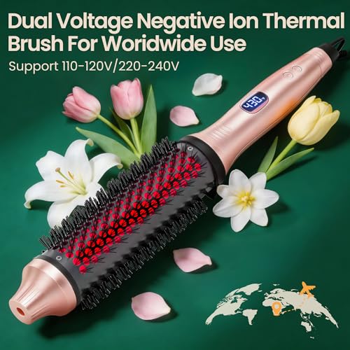 Infrared Thermal Curling Straightening Brush 1.5 Inch Hot Styling Tool Pink