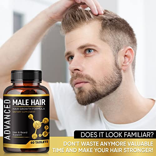 Men's Hair Growth Vitamins - Supports Thicker, Fuller Hair & Beard - DHT Blocker & Biotin Supplement