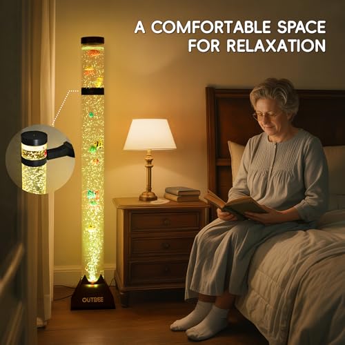 4FT Sensory Bubble Tube Lamp with Wall Bracket & Remote for Relaxation & Sensory Rooms