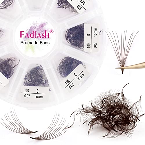 Brown Lash Extensions 10D Premade Fans 1000pcs Mix 9-16mm - Eyelash Extensions
