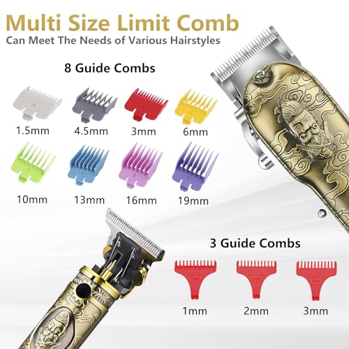 Soonsell Professional Hair Clippers for Men Cordless£¬ Mens Clippers and Grooming Set£¬Electric Shavers, Clippers and T-Blade Trimmers Set£¬Hair Cutting Kit LCD Display£¨Bronze