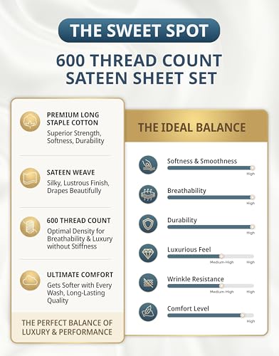 Queen Cotton Sheet Set 600TC Silky Sateen Weave French Blue - 4 Piece