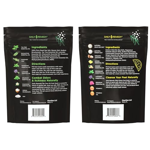 DAILY REMEDY Tea Tree Oil & Citrus Foot Soak Set, Pack of 2, for Foot Pain, Odor, Sore Feet, Athlete¡¯s Foot, Soften Calluses - Natural Blend & Salts, Made In USA