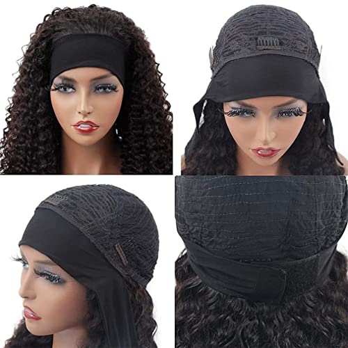 Natural Black Deep Wave Headband Wig 20 Inch Glueless Brazilian Human Hair