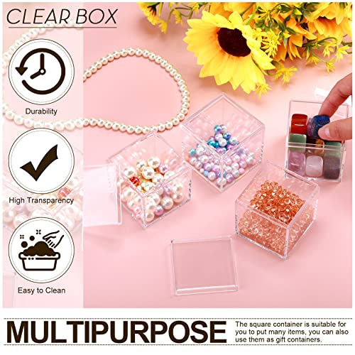 150 Pcs Clear Acrylic Box with Lid Square Mini Gift Containers – 5.5x5.5x5.5 cm, Tuanse