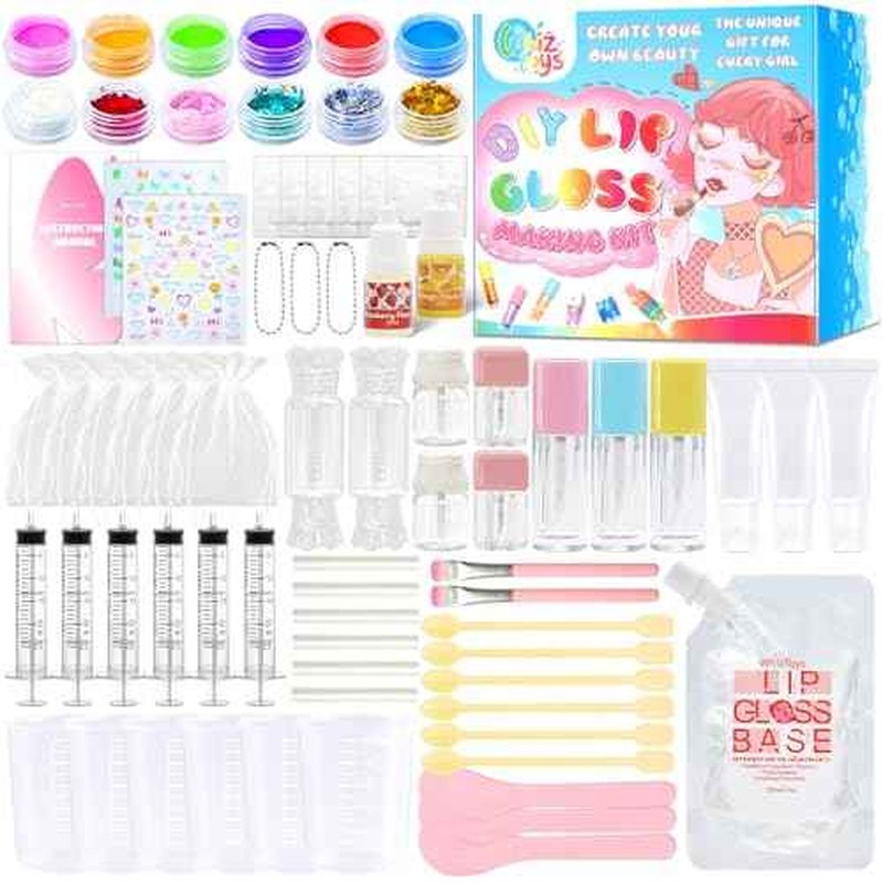74PCS DIY Lip Gloss Making Kit£¬Make Your Own Lip Glosses Set Moisturizing Lip Glaze Handmade Glittery Set for Makeup Lover Beginner Teen Girl Gifts£¬200ml Lipgloss Base