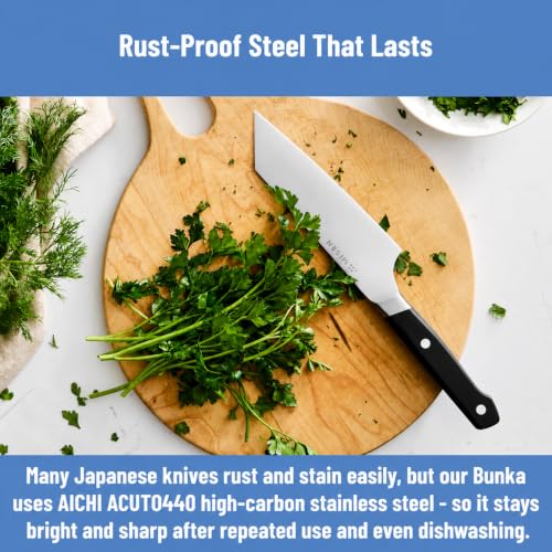 Misen 6-Inch Bunka Knife Black - High-Carbon Stainless Steel Kitchen Utility Knife