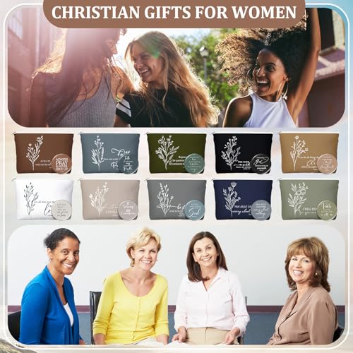 Christian Gifts for Women Set - Neutral Colors & Aesthetic Style, 20 Makeup Bags & Mirrors