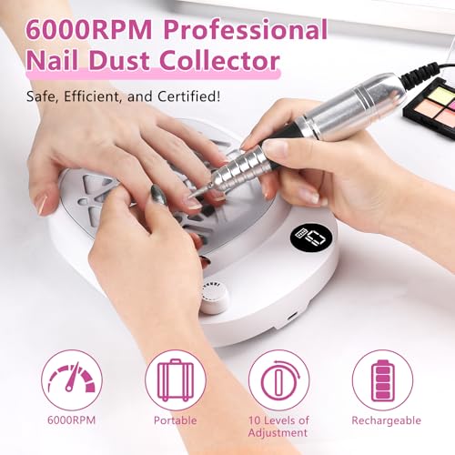 GAOY Cordless Nail Drill, Electric Efile Nail Drill with 12 Drill Bits & 56 Sanding Bands, Rechargeable Long Battery Life, Low Noise, Perfect for Manicure & Pedicure