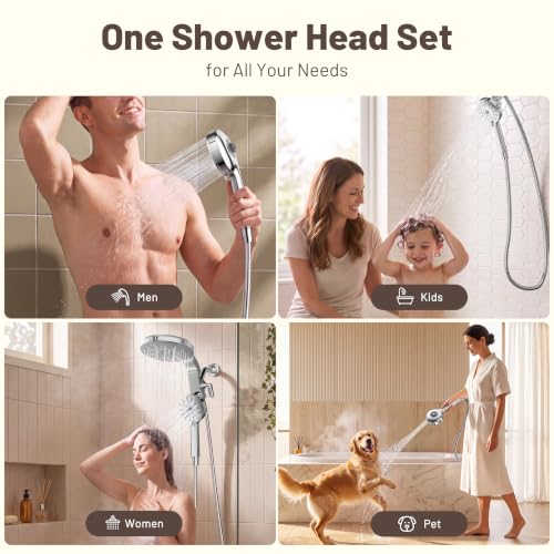 Rain Shower Head with Handheld Spray Combo - Chrome 2026 Magnetic Shower Head
