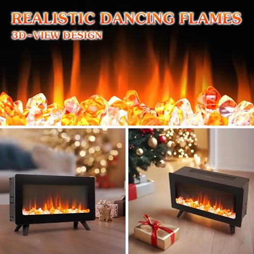16-Inch Freestanding Electric Fireplace Heater with Realistic 3D Flames