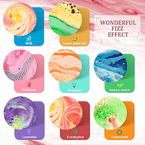 BYGGVIR 40Pcs Organic Bath Bombs Gift Set with 8 Scents - Pack of 40 + Reusable Gift Box