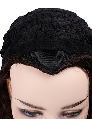 Morvally Long Curly Dark Brown Synthetic Wig for Cosplay & Halloween
