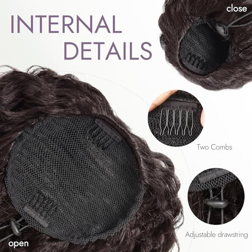 20 Inch Dark Chocolate Brown Fluffy Ponytail Extension with Drawstring - Kinky Curly Wavy Synthetic Hairpiece for Women Variation of THIS listing
