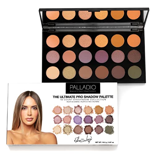 Shannon De Lima Palladio Ultimate Pro Eyeshadow Palette with Mirror - 18 High-Pigment Matte, Shimmer & Metallic Shades - Vegan & Cruelty-Free