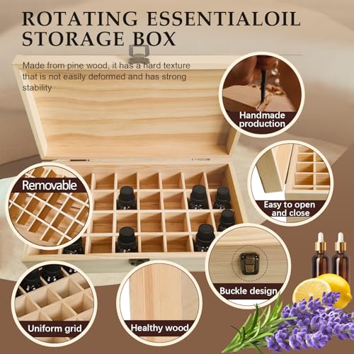 32 Slots Wooden Essential Oil Organizer - Travel & Display Box, JasCherry