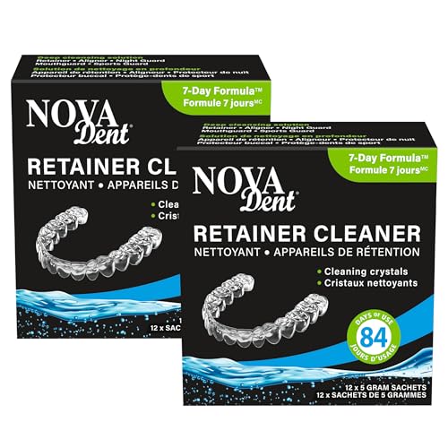 Novadent Retainer Cleaner 168-Day Pack of 2 - Dentist Recommended Tartar & Stain Remover
