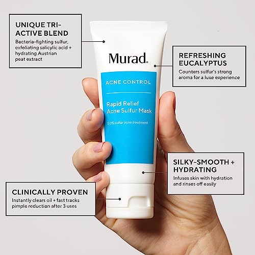 Murad Rapid Relief Acne Sulfur Mask ? Clay Mask with Salicylic Acid, 5% Sulfur, and Austrian Peat Reduces Oil, Minimizes Breakouts, Reduces Pimple Size, and Unclogs Pores ? 2.5 Fl Oz