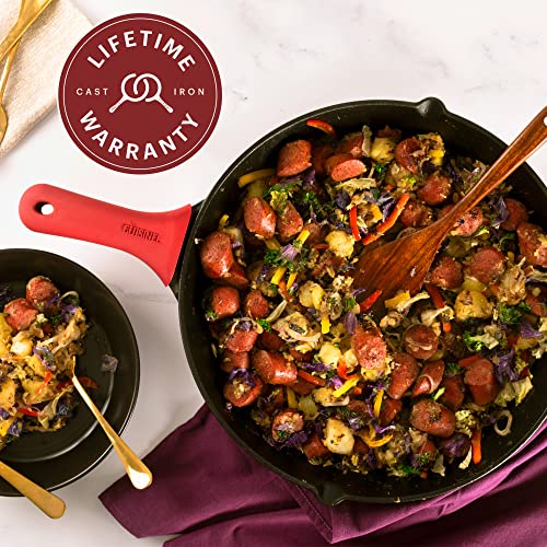 15-Inch Cast Iron Skillet with Glass Lid & Handle Cover - Pre-Seasoned Kitchen Cookware