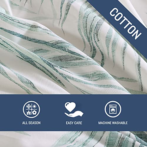 King Duvet Cover Set with Matching Shams - Canyon Palms Green - Breathable Cotton