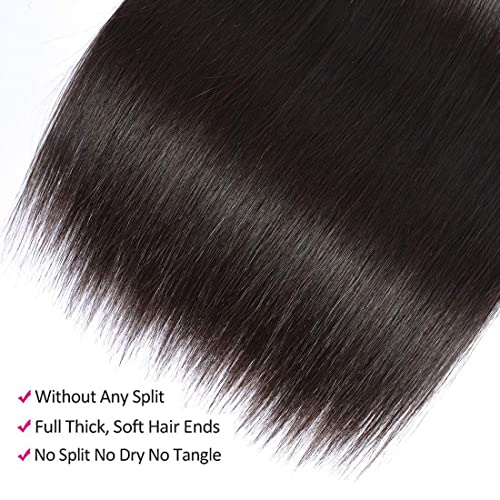 Brazilian Virgin Straight Hair Bundles 18 20 22 Inch - 3 Pack, Unprocessed Human Hair