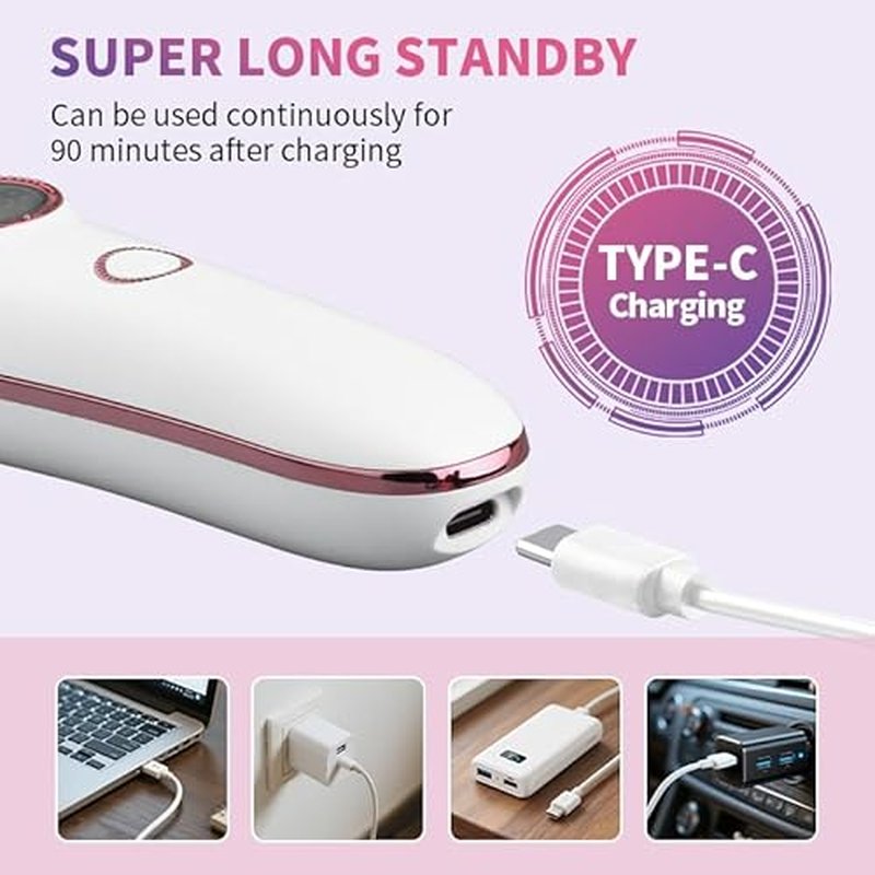 4-in-1 Electric Razor & Bikini Trimmer for Women - Rechargeable Wet/Dry Body Shaver for Face, Legs, Underarms, Pubic Hair, IPX6 Waterproof with LED Light & Travel Lock