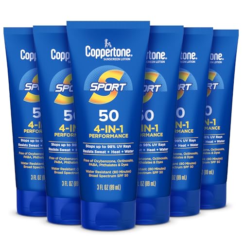 Coppertone SPORT Sunscreen Lotion SPF 50 Multipack 6 x 3 FL OZ Water-Resistant
