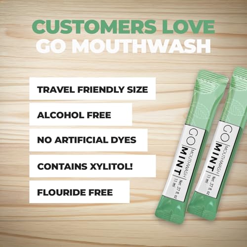 Exershield Travel Size Mouthwash Packets 0.37 Fl Oz - Pack of 40 - TSA Compliant, Alcohol-Free, Fresh Breath