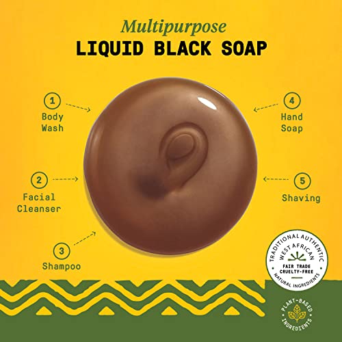African Black Soap with Eucalyptus & Tea Tree - 2 Pack, 32 Oz Each, Versatile Skin & Hair Care