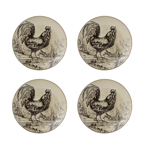 16-Piece Dinnerware Set for 4 with Rooster Design - Dishwasher & Microwave Safe