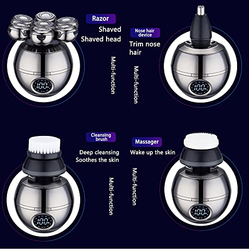 Upgrade 7 Heads Men¡¯s 5-in-1 Electric Head Shaver for Bald Men,Multifunctional Electric Razor for Men£¬Cordless Rechargeable Travel Groomin Hair Trimmer Kits