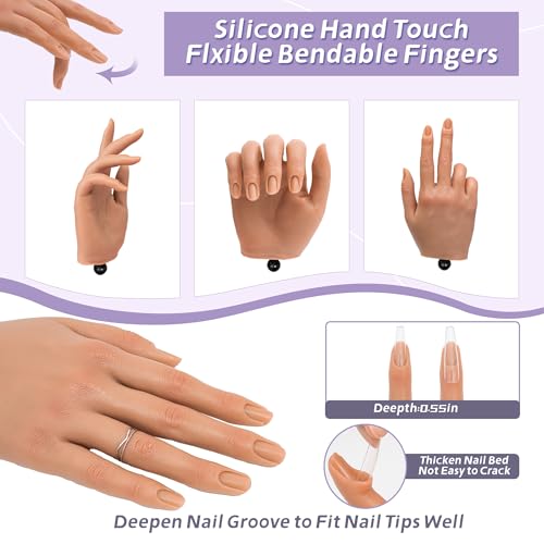 Veikmv Realistic Silicone Practice Hand for Acrylic Nails - Color 3