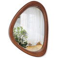 Irregular Wooden Wall Mirror 15x10in, Asymmetrical Rustic Frame, Small Decorative Mirror
