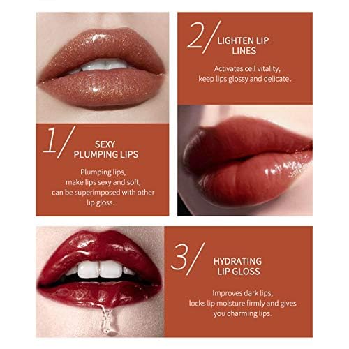 MAEPEOR Glitter Glossy Plumping Lipgloss 9 Colors Moisturizing Lip Plumper Shiny Jelly Lip Gloss Natural Liquid Lipstick for Women and Girls (Glitter Glossy, 02#Peachy Pink)