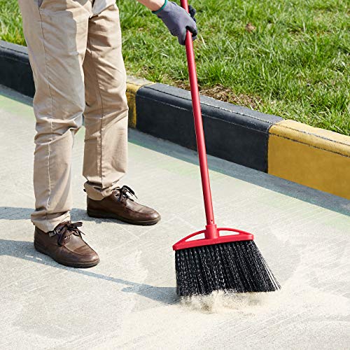 Angle Broom with Metal Handle - 11-inch Wide Floor Sweeper 6-Pack Black & Red
