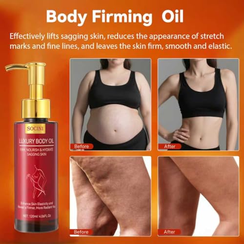 Body Firming Oil for Crepe Skin - After Shower Oil for Women, Tightening & Hydrating Treatment for Arms, Legs, Stomach & Body, Natural Formula for Dry Skin, Lightweight & Non-Greasy, 4.06 FL OZ-2Pack