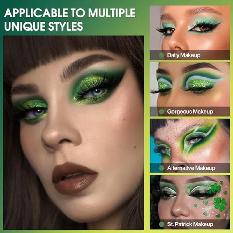 40Pcs St Patricks Day Face Tattoos Stickers Glitter Green Shamrock Freckles Temporary Tattoo for Body Saint Patrick Day Clover Face Sparkle Makeup Accessories for Women Irish Party(face40)