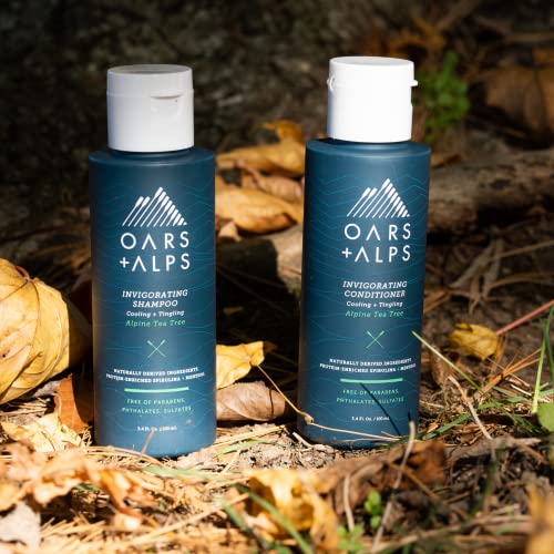 Oars + Alps Travel Kit for Men - Alpine Tea Tree Scent, Hair & Body Set with Reusable Pouch