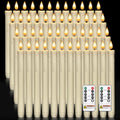 Ivory 48 Pack Flameless Taper Candles with Remote & Timer - Battery Operated LED Candlesticks for Wedding & Holiday Decor