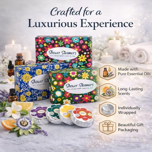24 Shower Steamers Aromatherapy Gift Set - Organic Spa Shower Bombs for Women