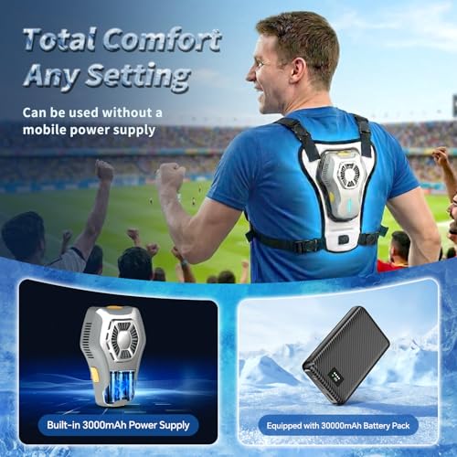 Men's Wearable Semiconductor Cooling Vest with Fan for Work, Gardening, Fishing - Black