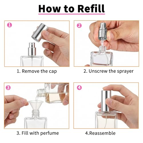 Silver 30ml Glass Refillable Perfume Spray Bottles - Travel Set of 30