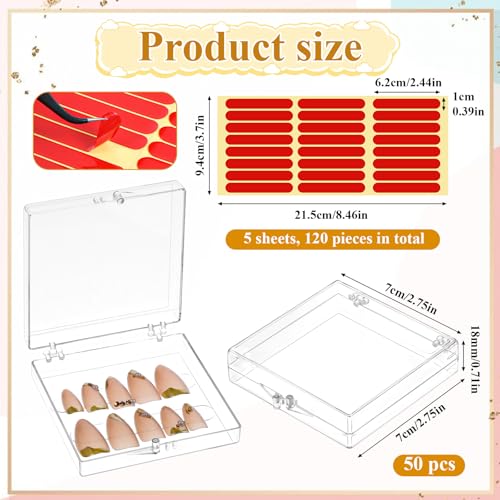 Clear Nail Organizer Boxes with Double-Sided Tape - 50 Pack